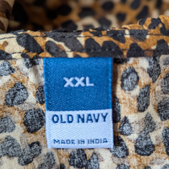 Old Navy Leopard Fit & Flare Dress Double Ruffle Sleeves | Drawstring Waist XXL - Picture 8 of 13